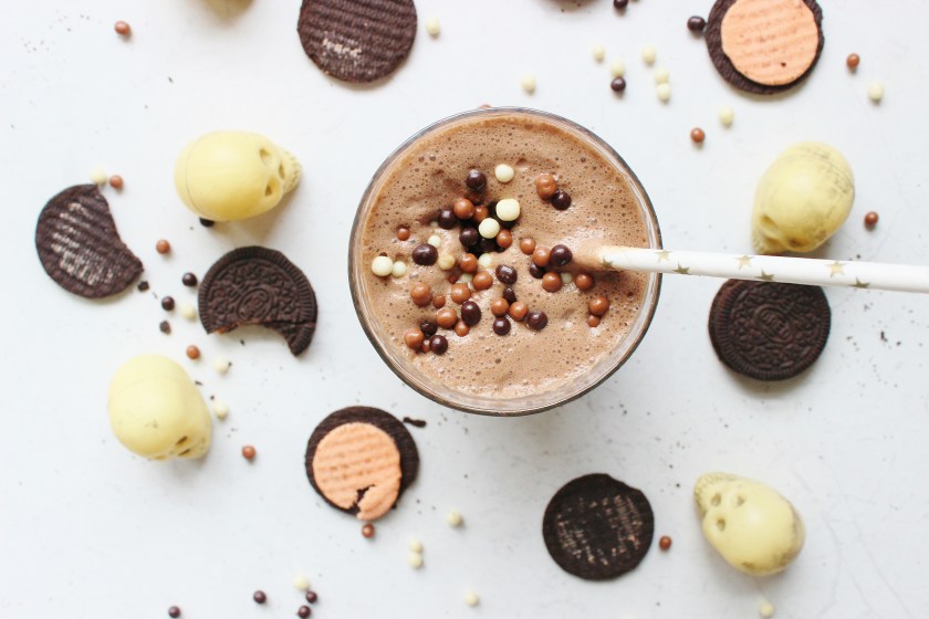 chocolate orange oreo milkshake halloween scene above