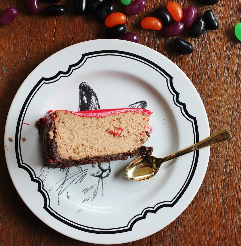 Halloween chocolate cheesecake slice side